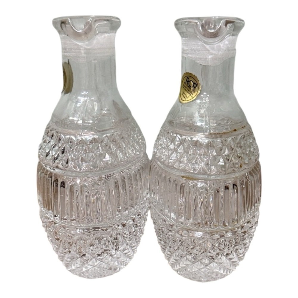 Set of 2 Vintage Italy Royal Crystal Rock 24% Lead Crystal Glass Cruet Set - Picture 5 of 11